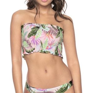 NWT PilyQ Bahamas smocked bandeau bikini top